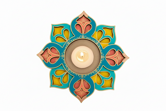 Decorative wooden circle with intricate cut-out patterns on a white background