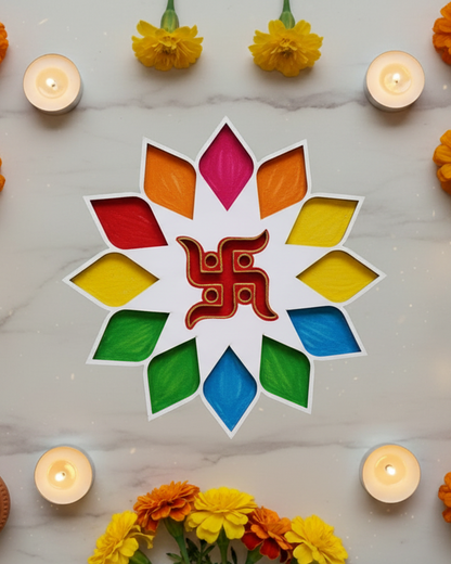 OM Ready to Fill MDF Rangoli 12 Inch Decorative Base