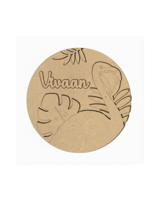 Flamingo DIY Customized Name Plate Canva Kit with Paint & Brush