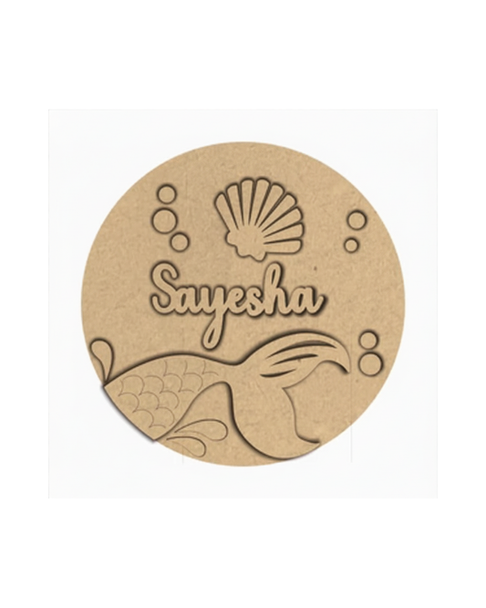 Mermaid Ocean DIY Customized Name Plate Canva Kit with Paint & Brush