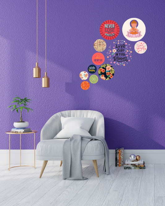 Zen Aesthetic | 11 Piece Circular MDF Wall Hanging Decor Set | 52 x 65 cm