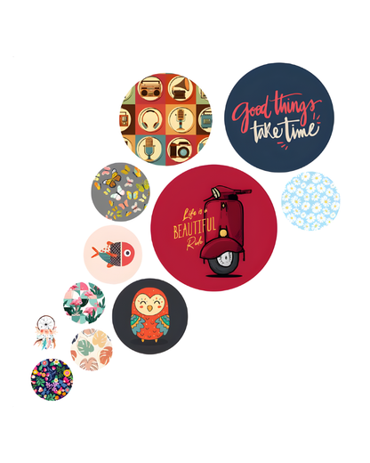 Good Things | 11 Piece Circular MDF Wall Hanging Decor Set | 52 x 65 cm