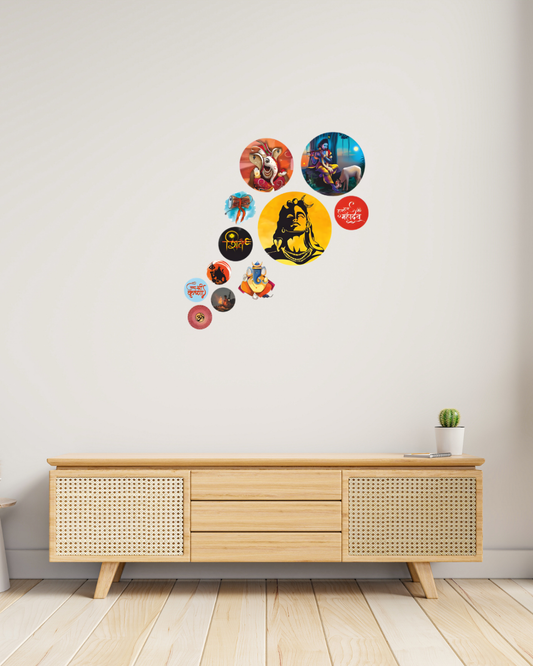 Divine | 11 Piece Circular MDF Wall Hanging Decor Set | 52 x 65 cm