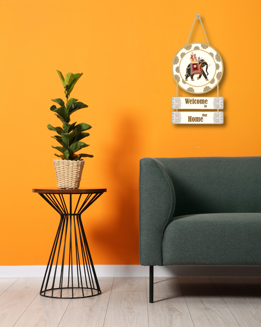 Premium Elephant Welcome Digital Print MDF Wall Hanging Decor