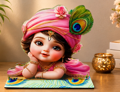 Cute Baby Krishna MDF Table Decor