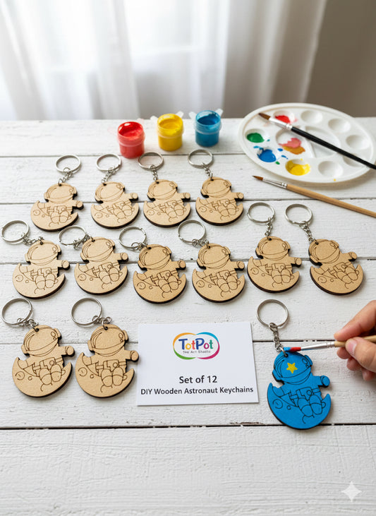 DIY MDF Keychain Pack of 12 for Craft and Painting - Astronaut