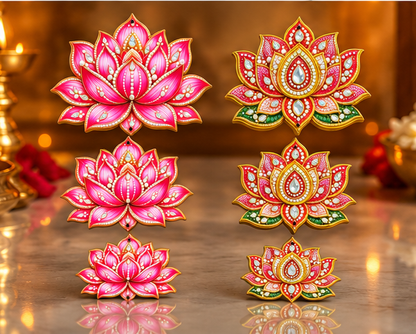 Lotus Floral MDF Cutout Set - 10 Sets