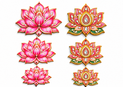 Lotus Floral MDF Cutout Set - 10 Sets