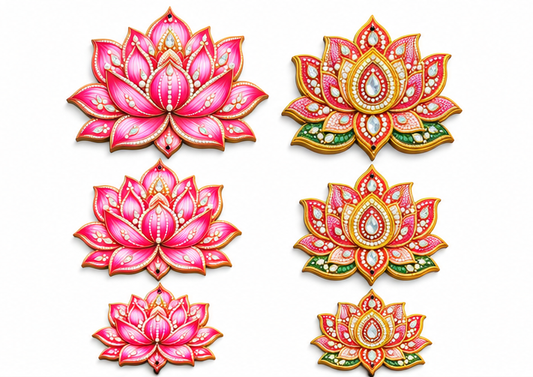 Lotus Floral MDF Cutout Set - 10 Sets