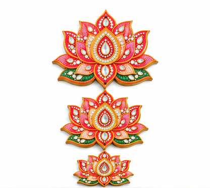 Lotus Floral MDF Cutout Set - 10 Sets