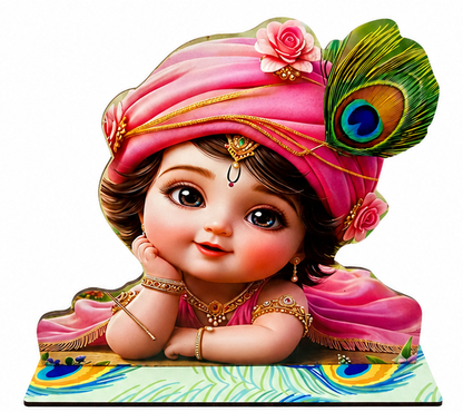 Cute Baby Krishna MDF Table Decor