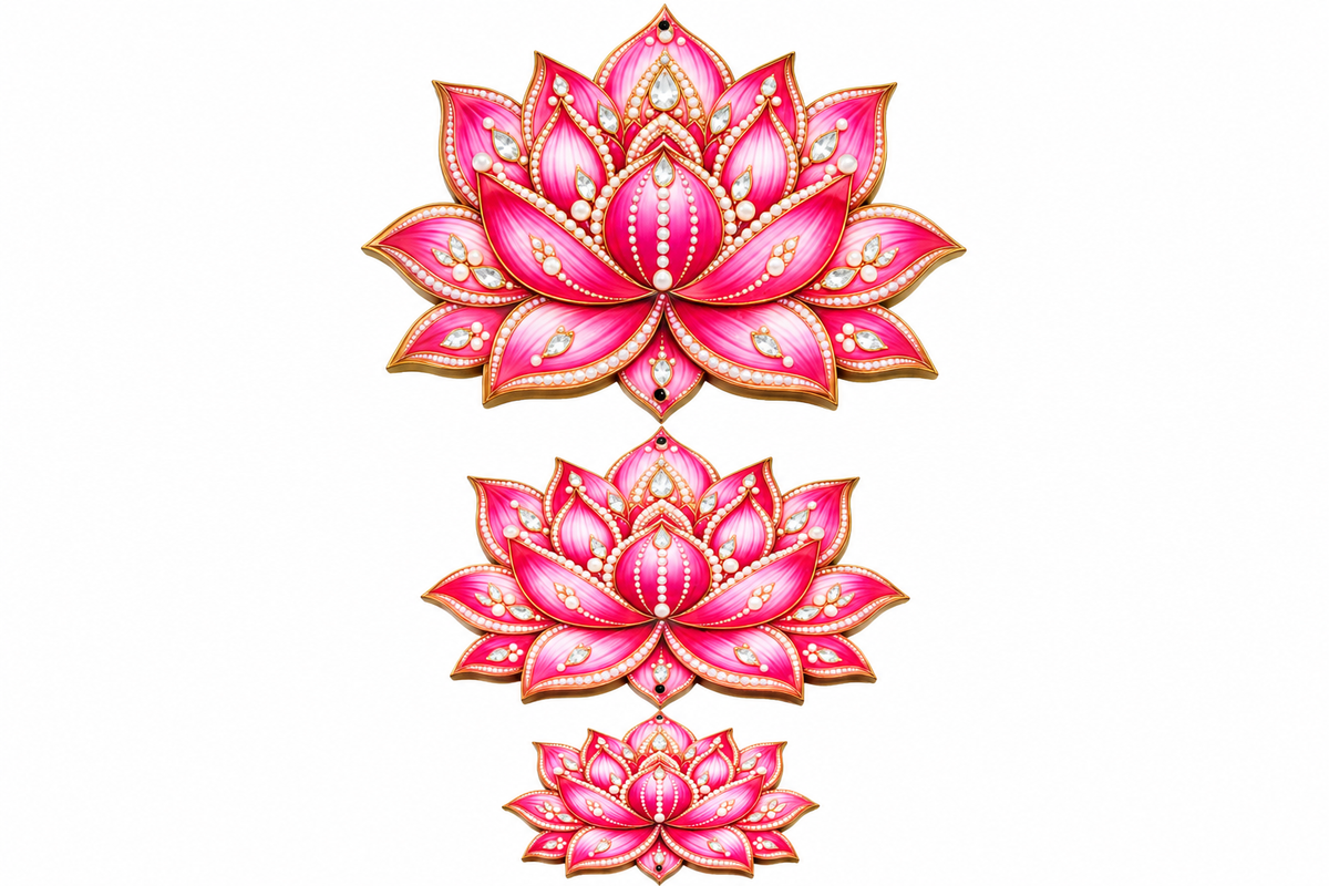 Lotus Floral MDF Cutout Set - 10 Sets