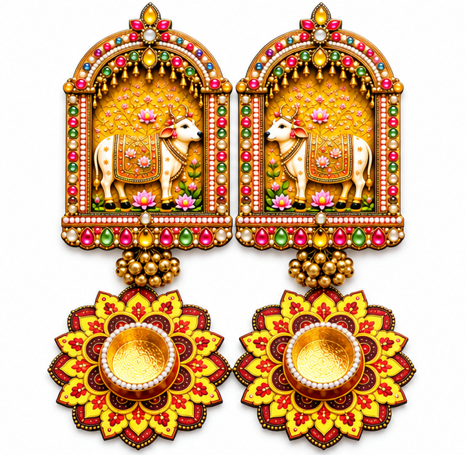 Premium Diwali Cow & T-Light Holder Combo