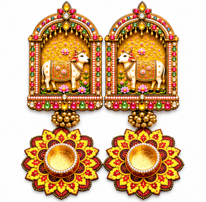 Premium Diwali Cow & T-Light Holder Combo