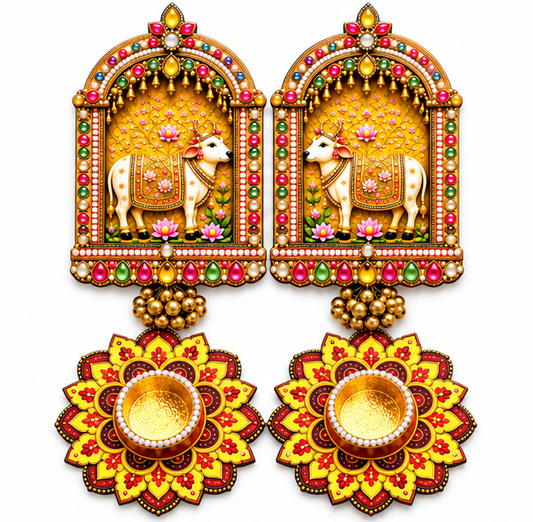 Premium Diwali Cow & T-Light Holder Combo