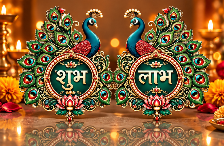 Peacock Shubh Labh Cutout - 10 Pairs