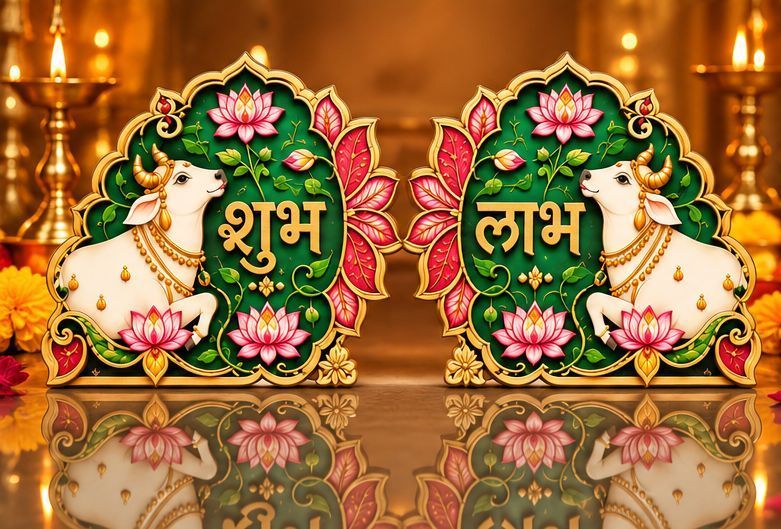 Shubh Labh Cow Cutout - 10 Pairs