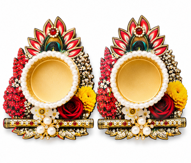 Premium MDF Festive Decor T-light Holder with Potli Packing