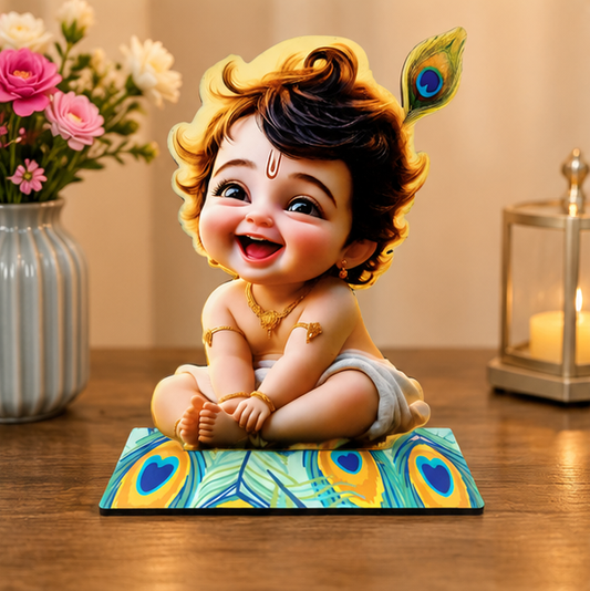Smiling Baby Krishna MDF Decor