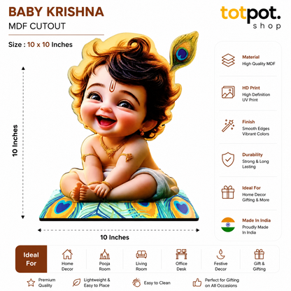 Smiling Baby Krishna MDF Decor