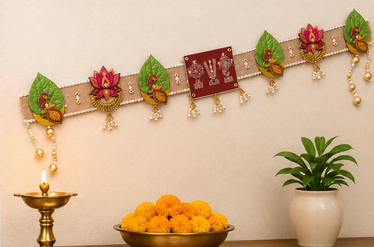 MDF Toran Wall Hanging – Peacock & Lotus