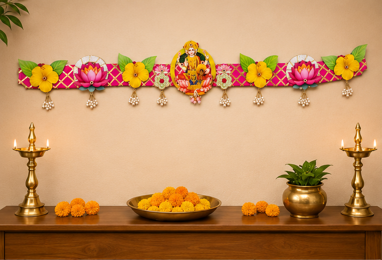 Goddess Lakshmi MDF Toran Wall Hanging