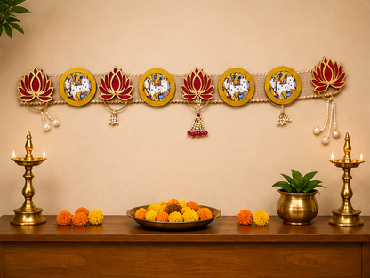MDF Toran Wall Hanging – Sacred Cow & Lotus