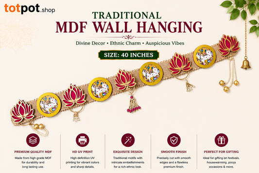MDF Toran Wall Hanging – Sacred Cow & Lotus