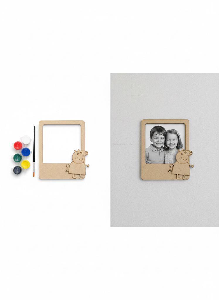 Peppa Pig DIY Photo Frame Kit for Craft and Decoration w/ 12-set of Paint and Paint Brushes