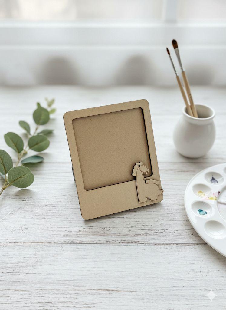 Dinosaur DIY Photo Frame Kit for Craft and Decoration w/ 12-set of Paint and Paint Brushes