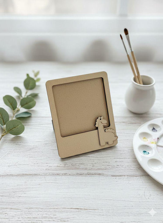Dinosaur DIY Photo Frame Kit for Craft and Decoration w/ 12-set of Paint and Paint Brushes