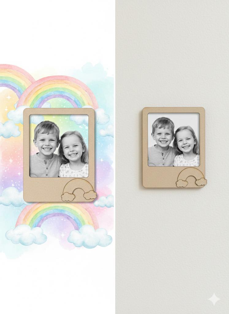 Rainbow DIY Photo Frame Kit for Craft and Decoration w/ 12-set of Paint and Paint Brushes