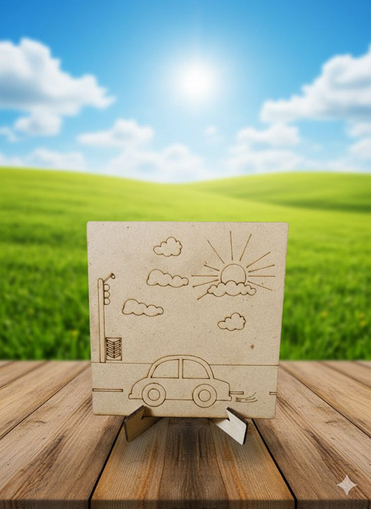 Car DIY Canvas Colouring Kit for Kids and Creative Activities