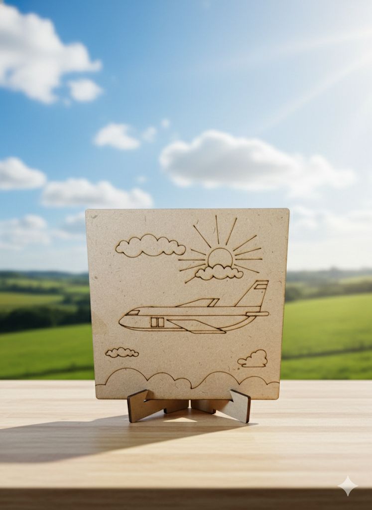 Aeroplane DIY Canvas Colouring Kit for Kids and Creative Activities
