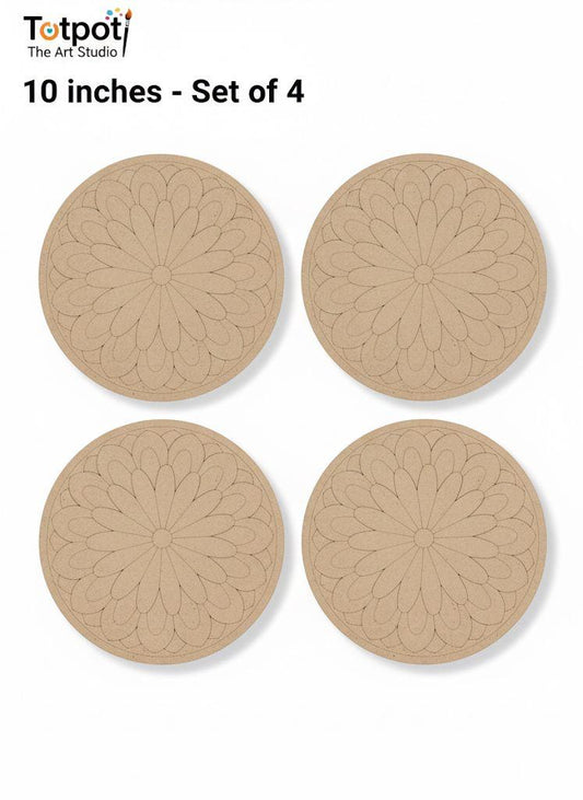 Mandala Lippan-4 DIY Colouring Kit Pack of 4 | 10 Inch Craft Kit