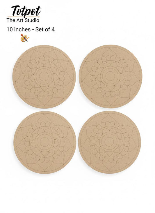 Mandala Lippan-1 DIY Colouring Kit Pack of 4 | 10 Inch Craft Kit
