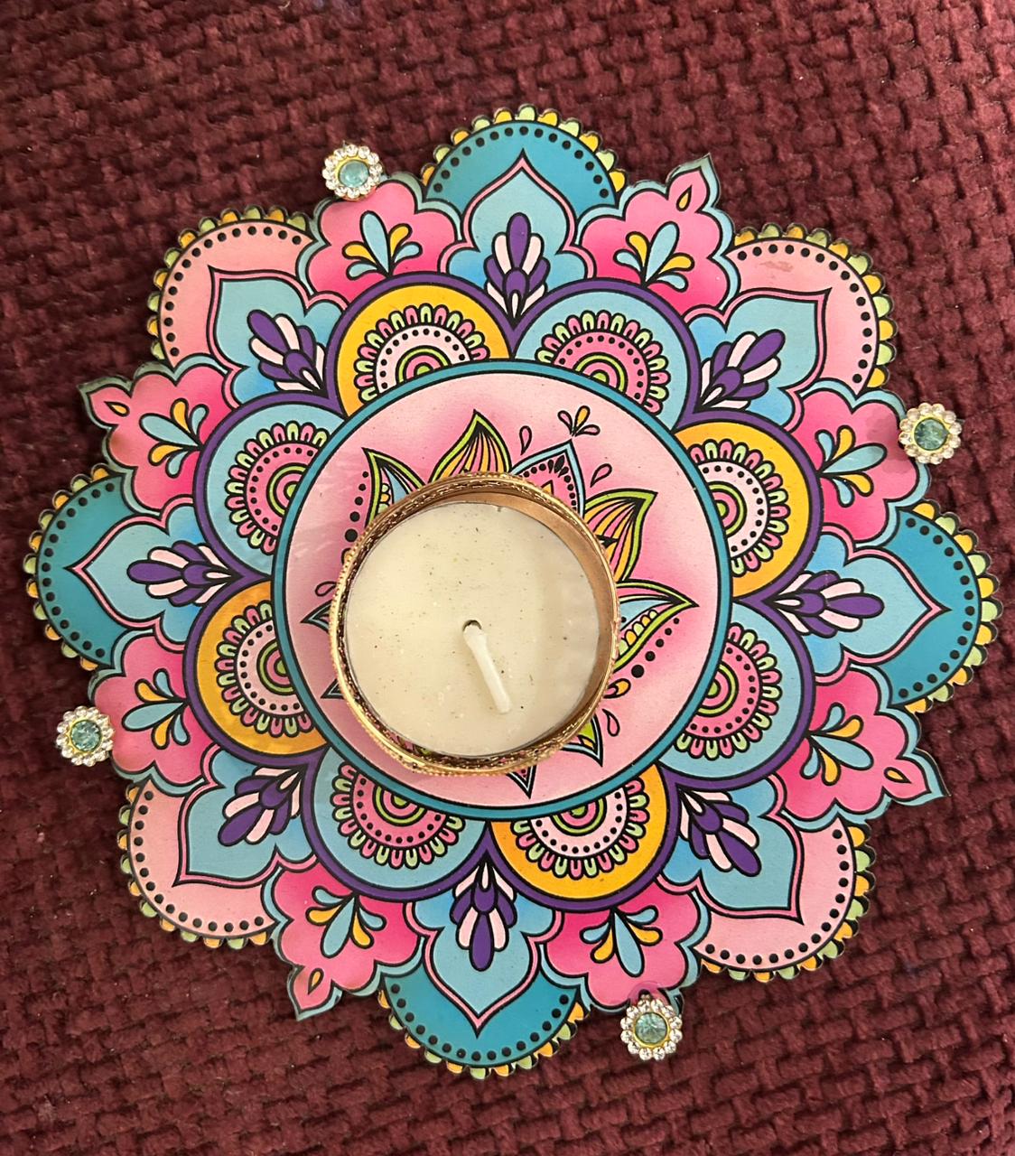 Handcrafted Mandala MDF Candle Holder