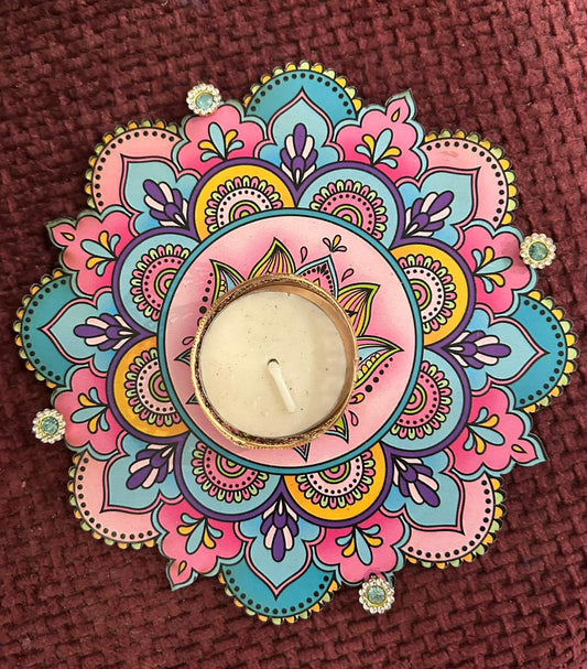 Handcrafted Mandala MDF Candle Holder