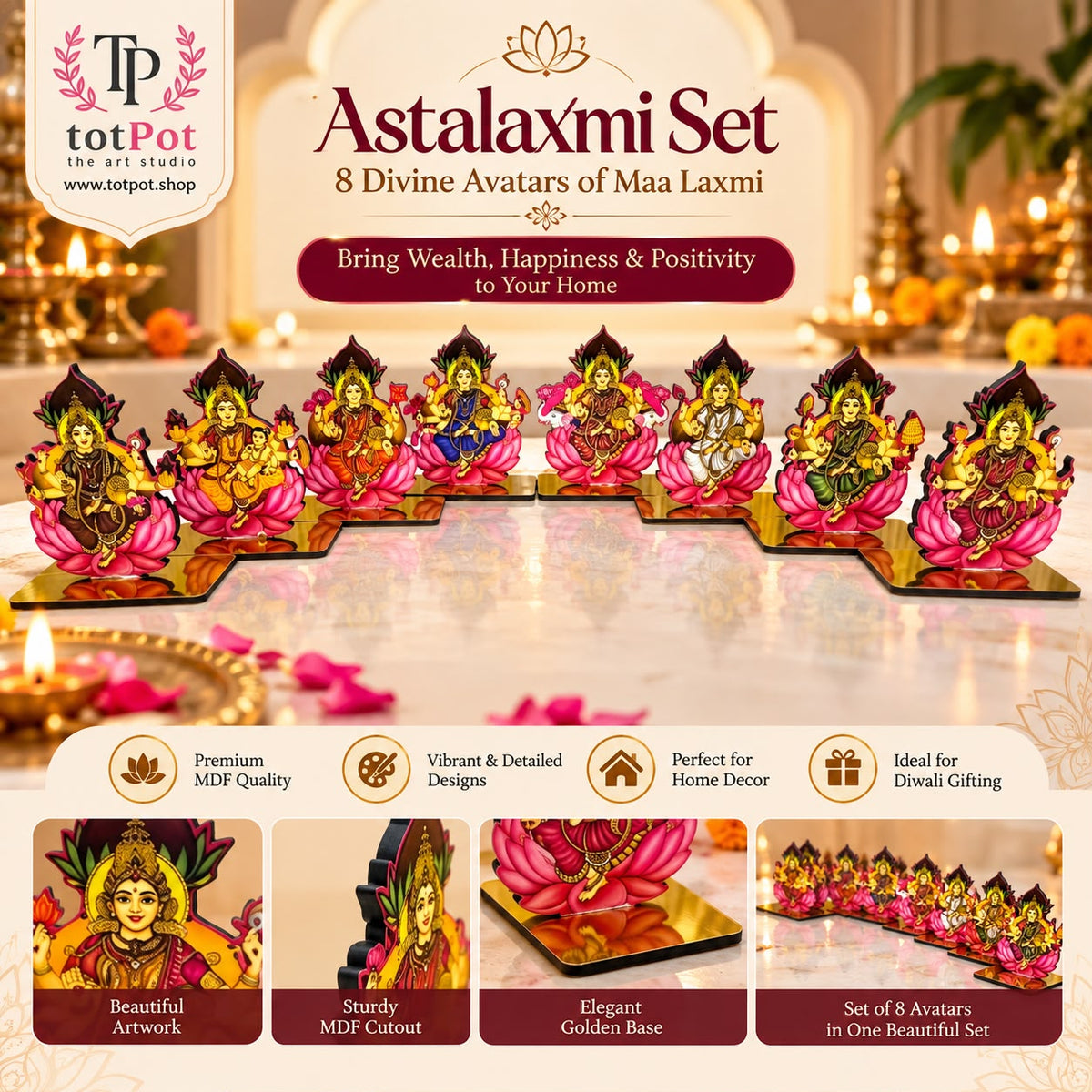 Ashtalakshmi Set of 8 Standee