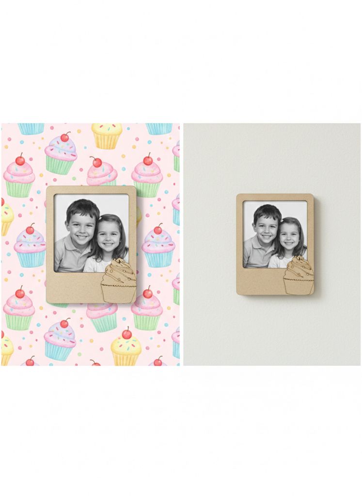 Cupcake DIY Photo Frame Kit for Craft and Decoration w/ 12-set of Paint and Paint Brushes
