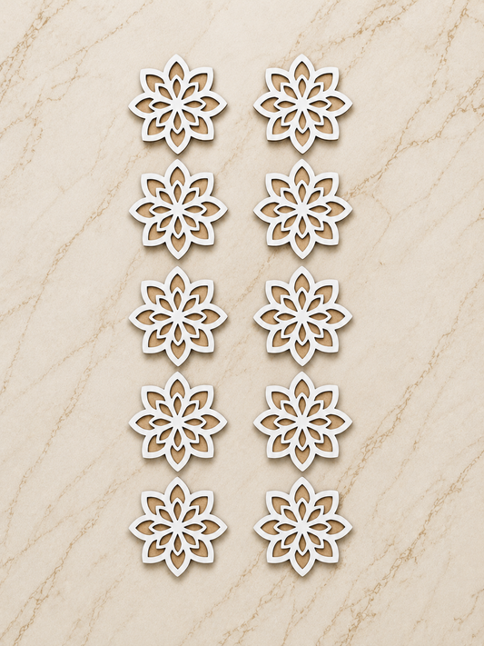 Floral MDF Rangoli Cutouts 3Inch Set (10 pieces)