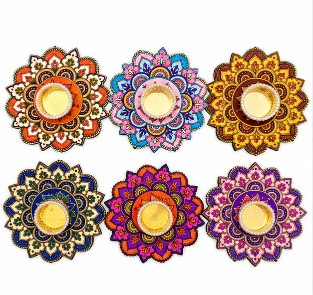 Mandala Design MDF T-light Holders