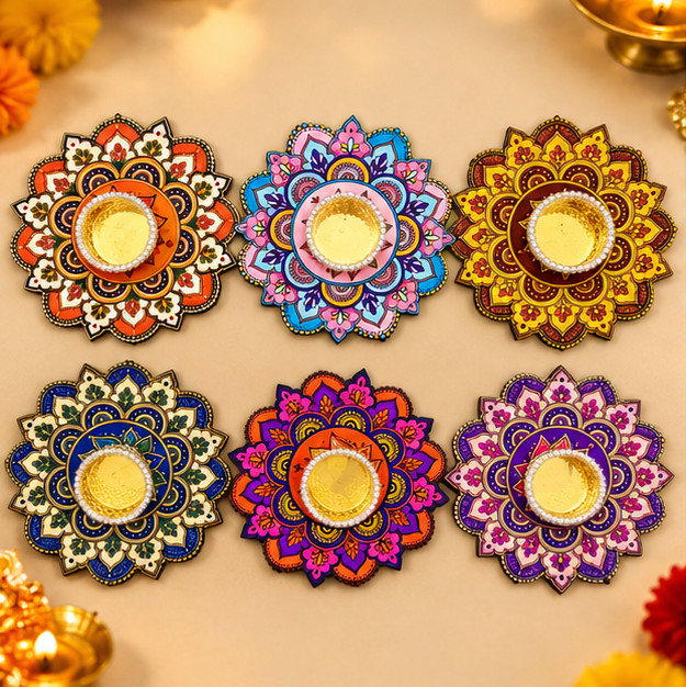 Mandala Design MDF T-light Holders