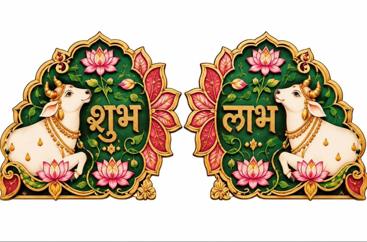 Shubh Labh Cow Cutout - 10 Pairs
