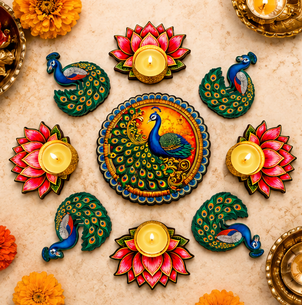 Peacock Lotus MDF Rangoli