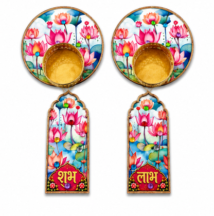 Lotus Shubh Labh MDF Wall Hanging & Toran Set