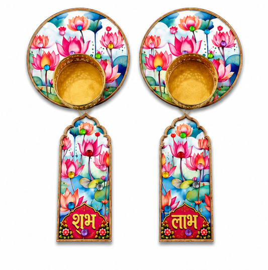 Lotus Shubh Labh MDF Wall Hanging & Toran Set