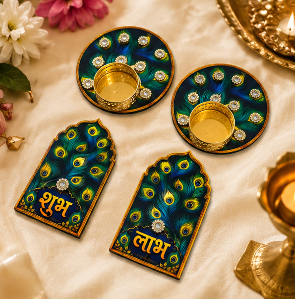 Premium MDF Shubh Labh Wall Hanging Set
