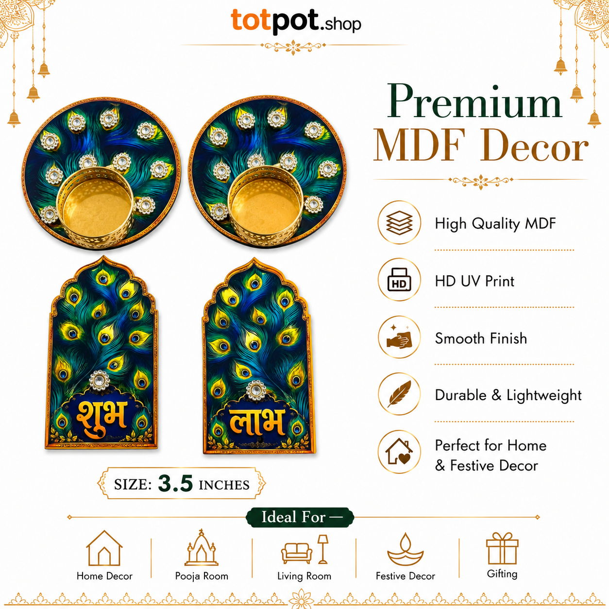 Premium MDF Shubh Labh Wall Hanging Set